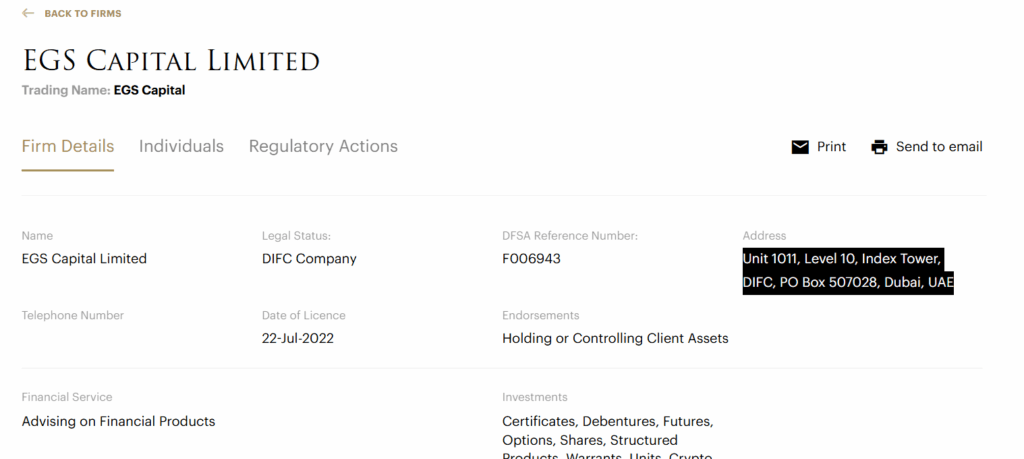 Информация из реестра Великобритании о EGS Capital